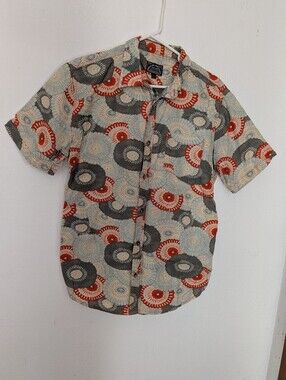 Deus Ex Machina Men's Short Sleeve Button-Up Shirt Abstract Floral Print